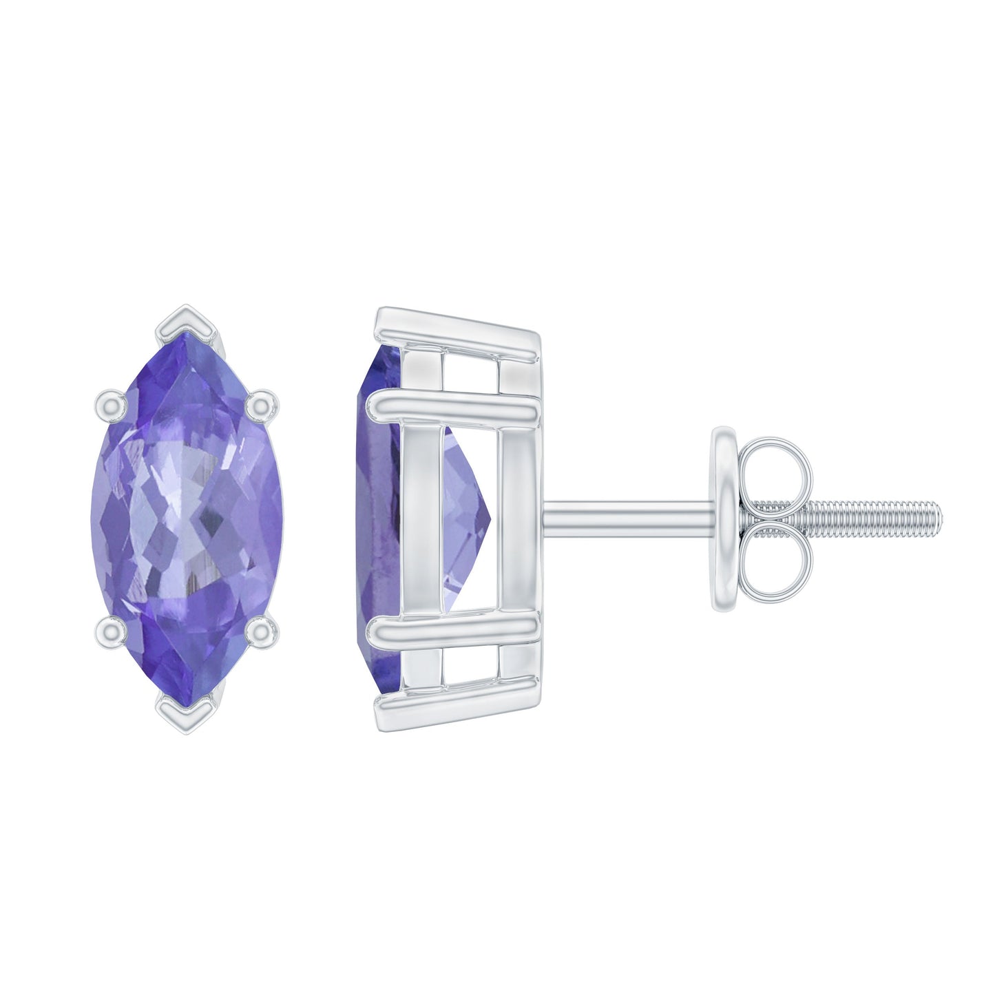 8X4 MM Marquise Cut Tanzanite Solitaire Stud Earring