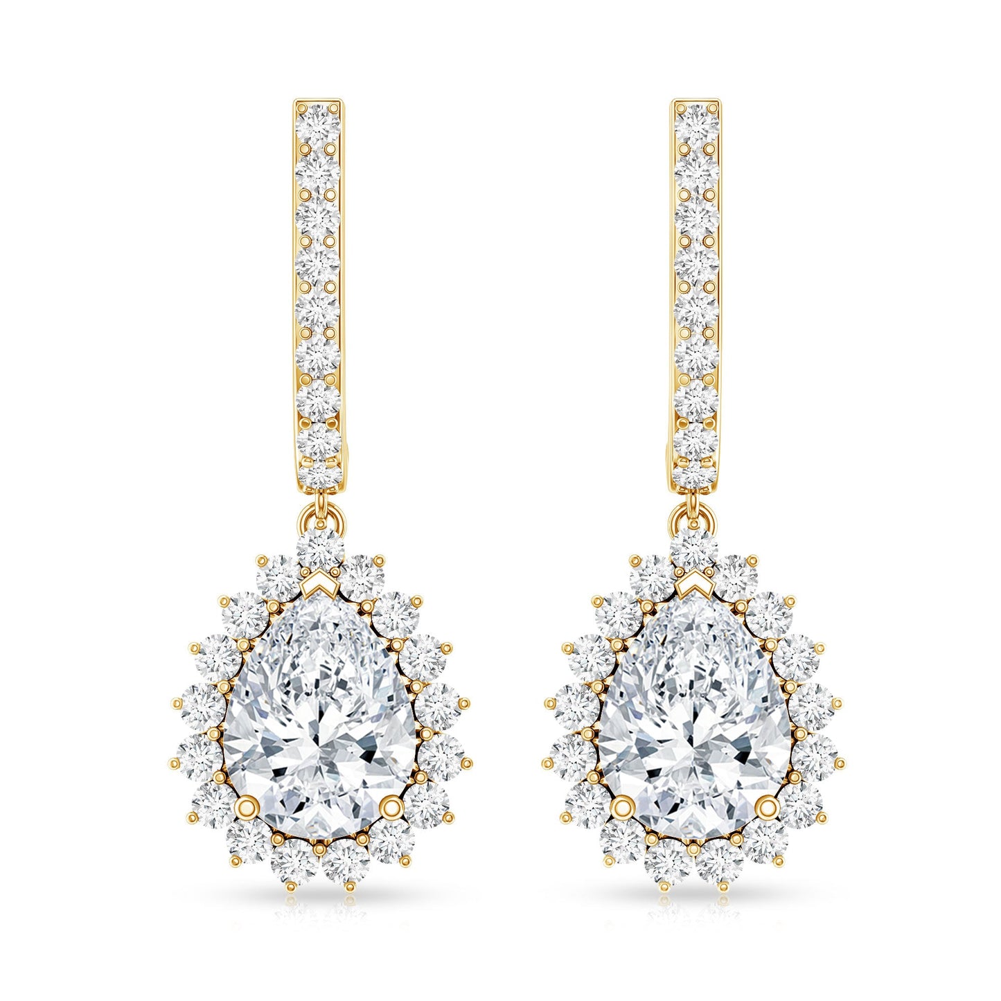 Certified Zircon Teardrop Bridal Hoop Drop Earrings