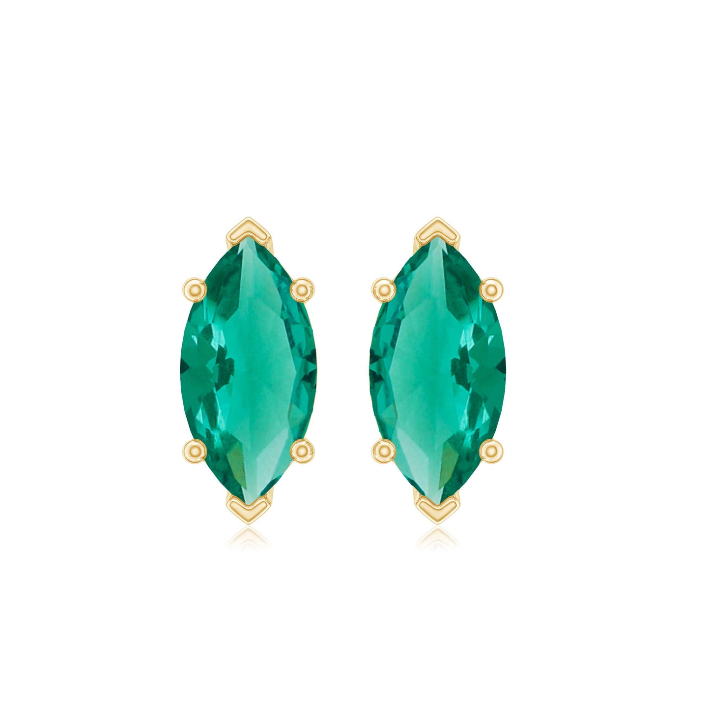Marquise Cut 4X8MM Lab Created Emerald Solitaire Stud Earrings