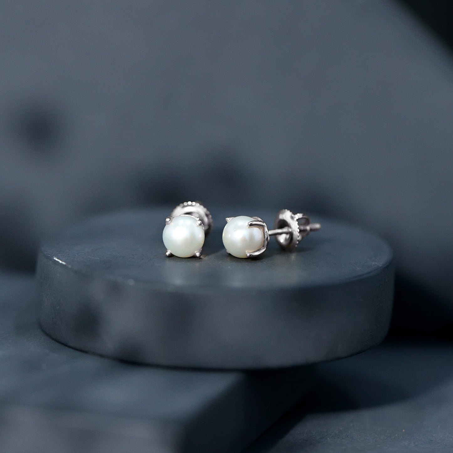 6 MM Round Freshwater Pearl Solitaire Stud Earrings