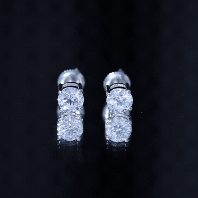 Solitaire 2 CT Lab Grown Diamond Stud Earrings with Screw Back