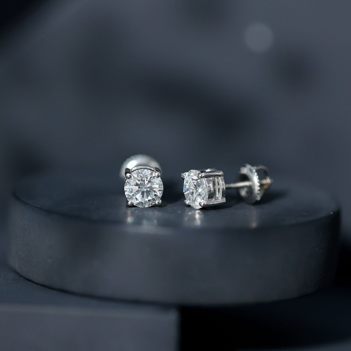 Solitaire 2 CT Lab Grown Diamond Stud Earrings with Screw Back