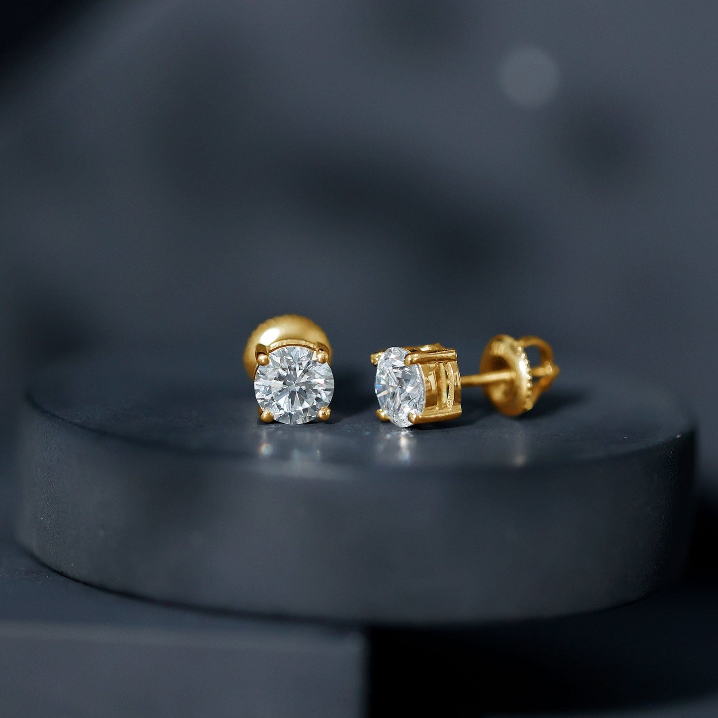 Solitaire 2 CT Lab Grown Diamond Stud Earrings with Screw Back
