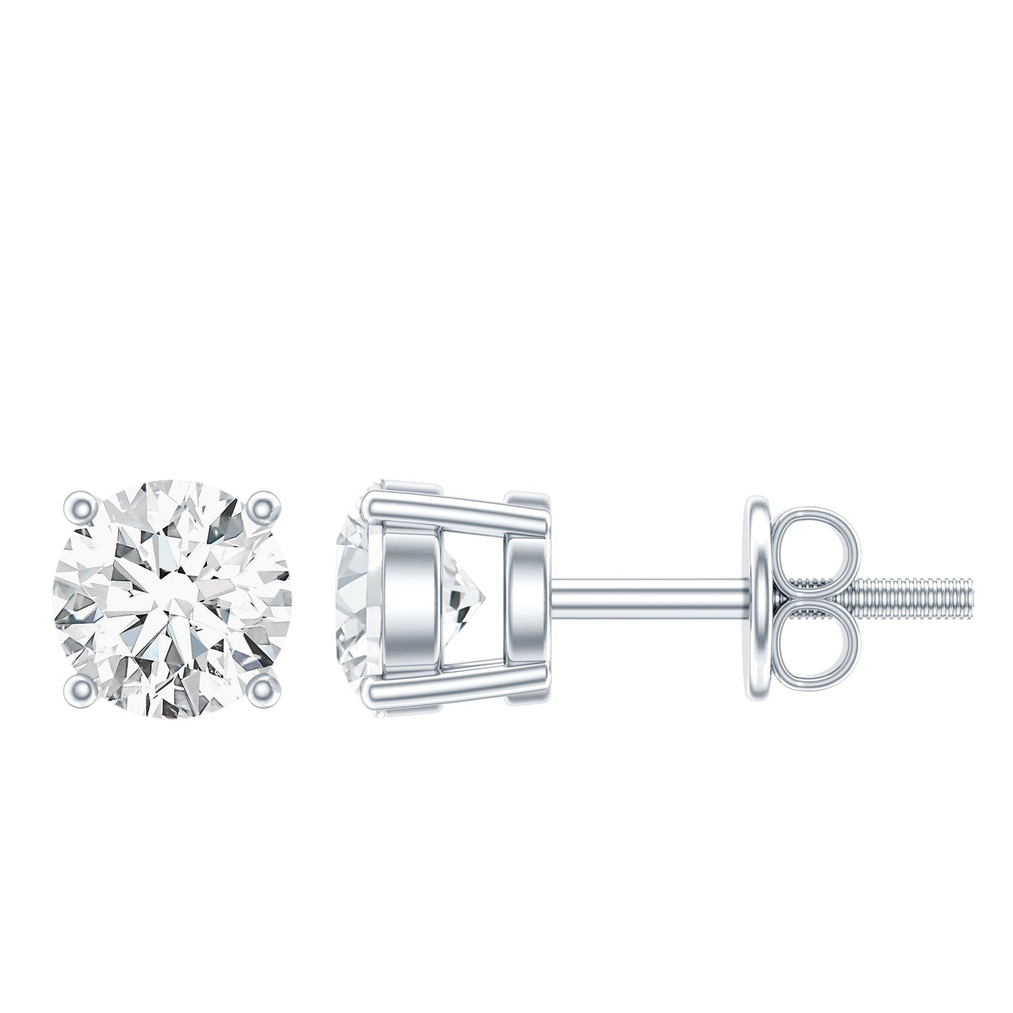 5 MM Round Moissanite Solitaire Screw Back Stud Earrings