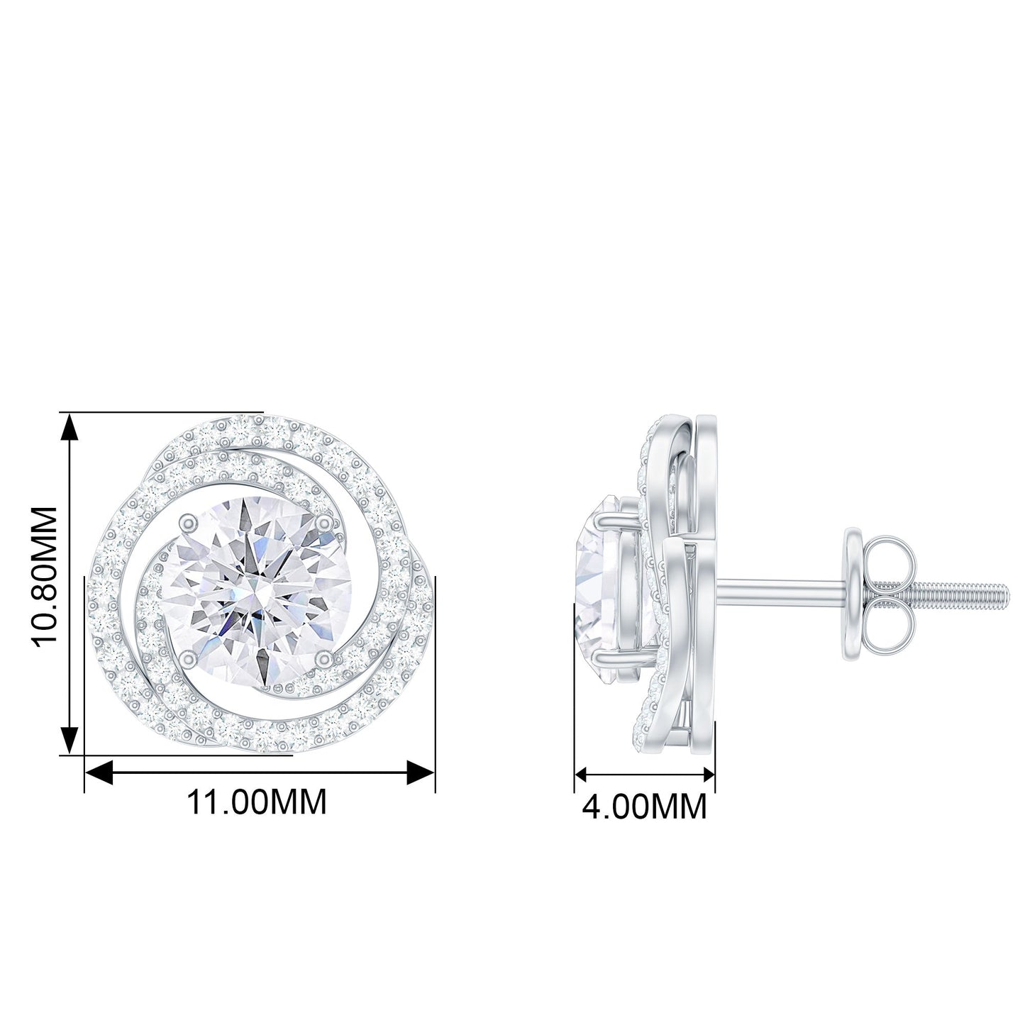 2.25 CT Moissanite Braided Halo Stud Earrings