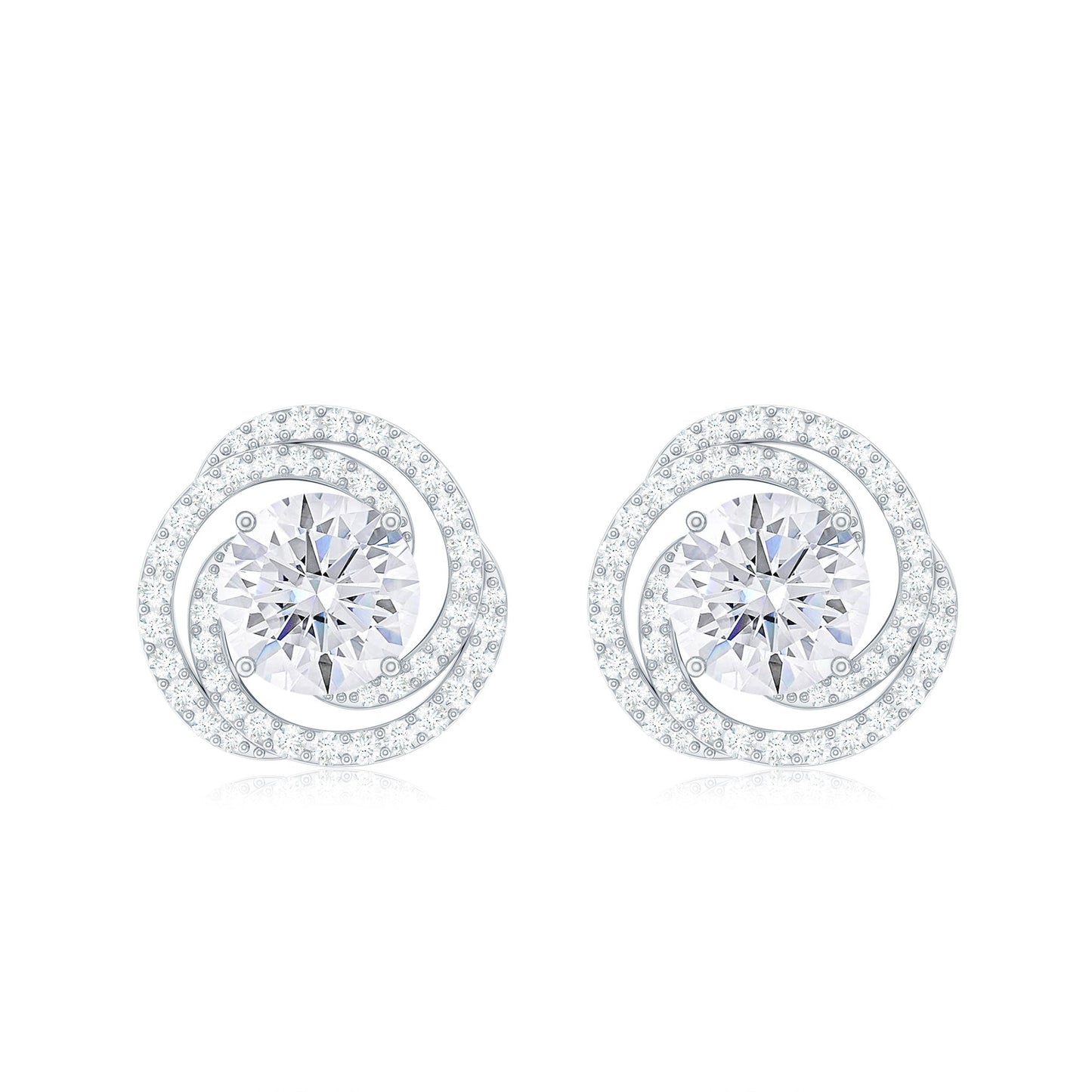 2.25 CT Moissanite Braided Halo Stud Earrings