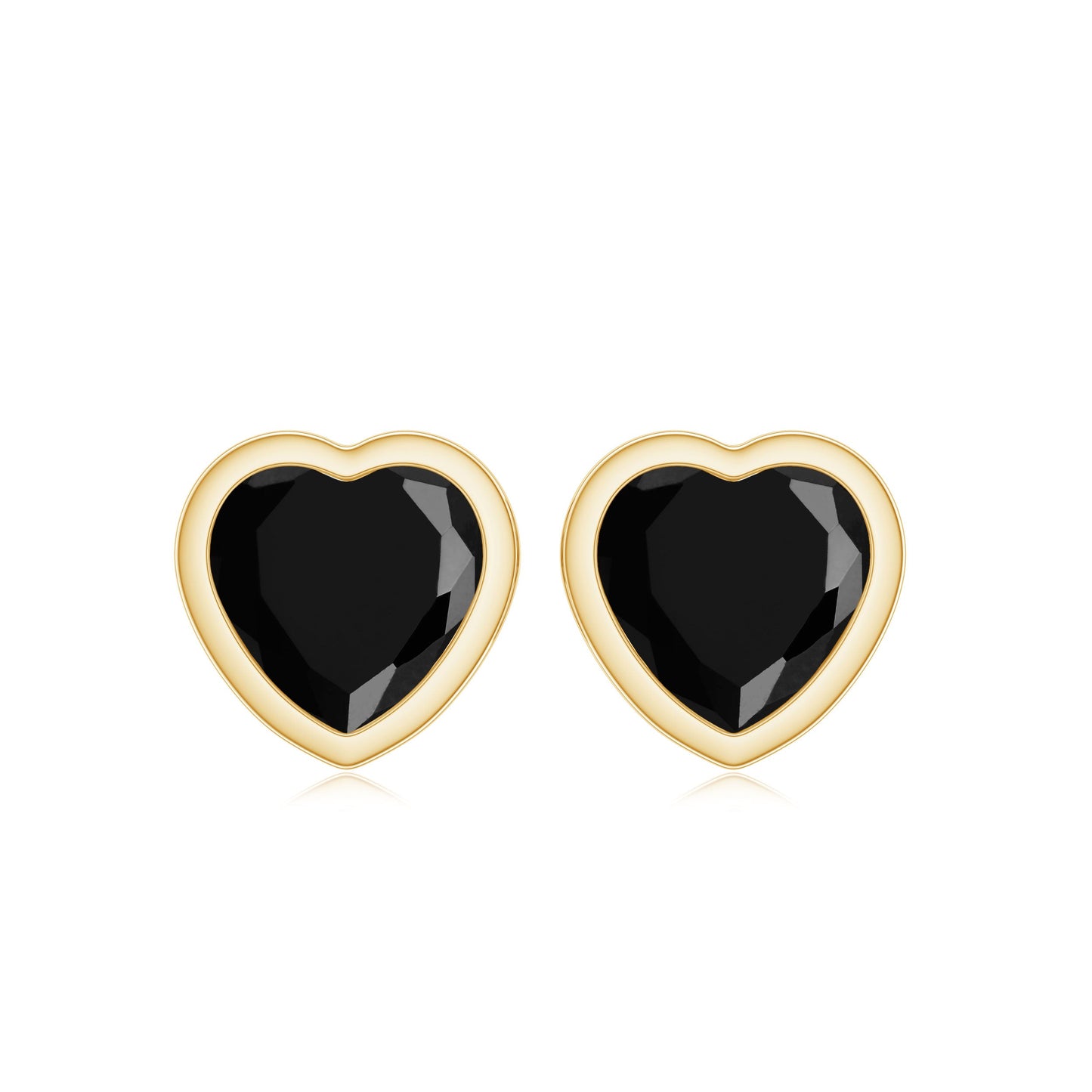 Bezel Set Black Onyx Heart Stud Earring