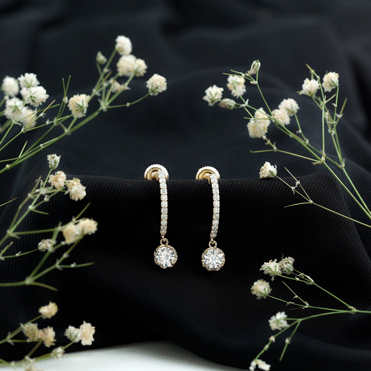 Moissanite Hoop Drop Earrings For Her
