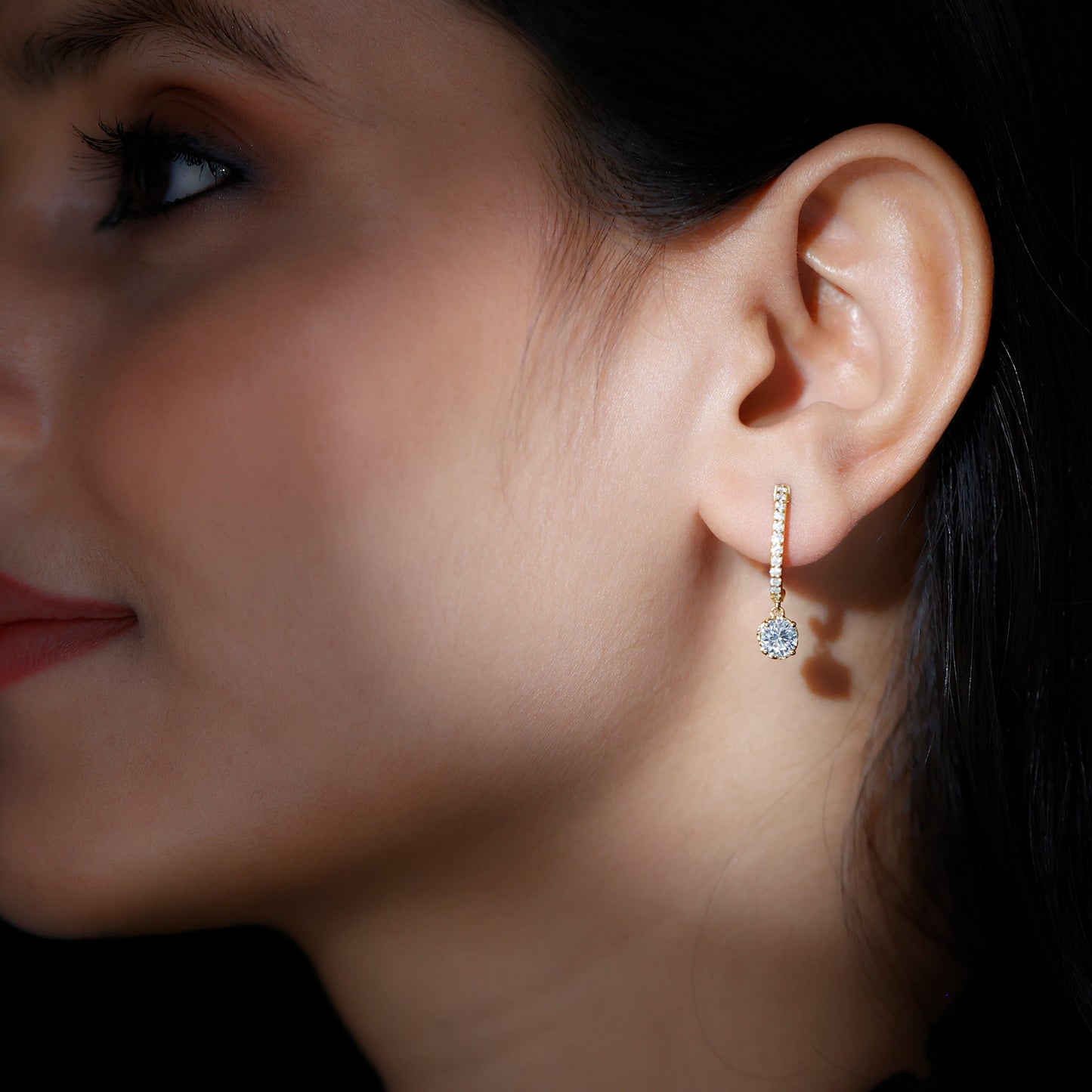 Moissanite Hoop Drop Earrings For Her