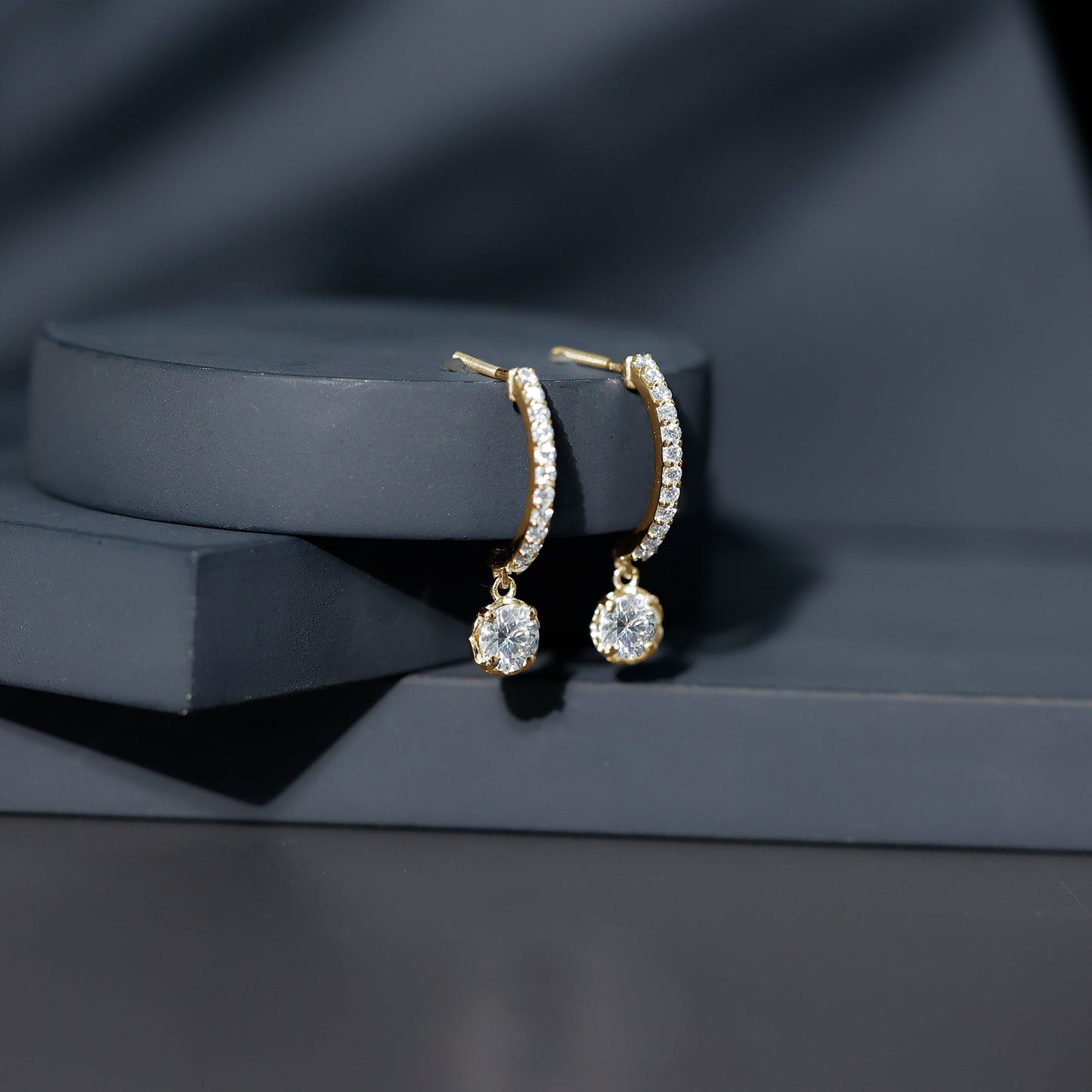 Moissanite Hoop Drop Earrings For Her