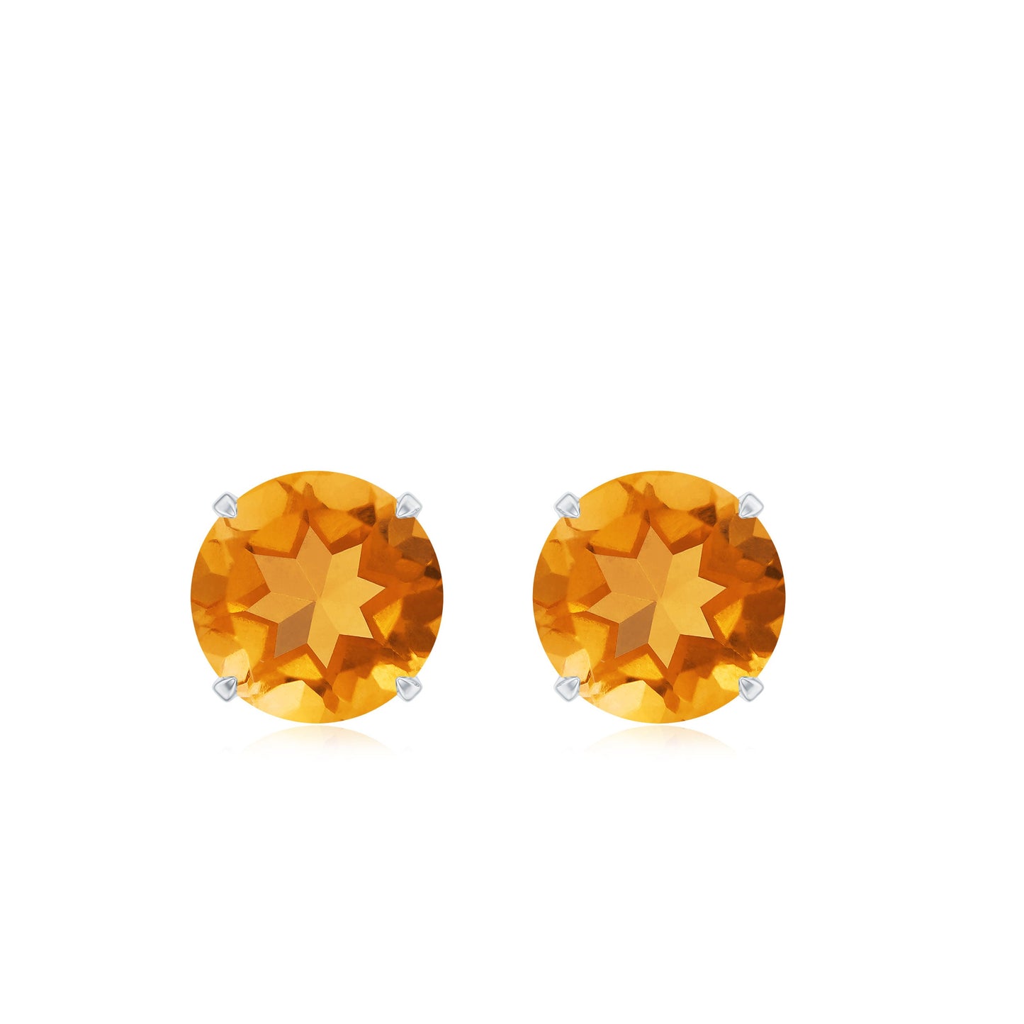 1 CT Round Cut Citrine Solitaire Stud Earrings with Certificate