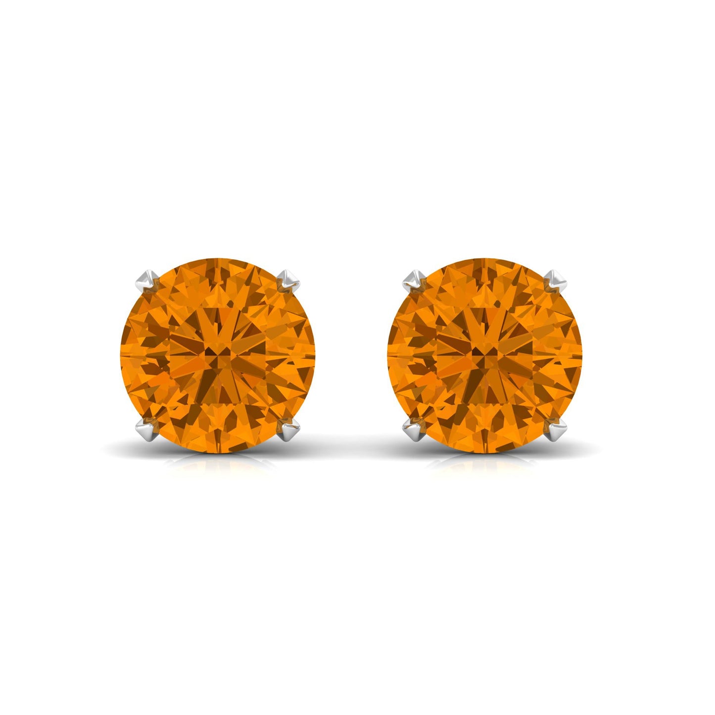1 CT Round Cut Citrine Solitaire Stud Earrings with Certificate