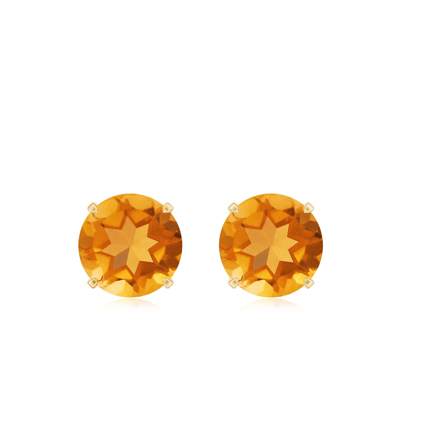 1 CT Round Cut Citrine Solitaire Stud Earrings with Certificate