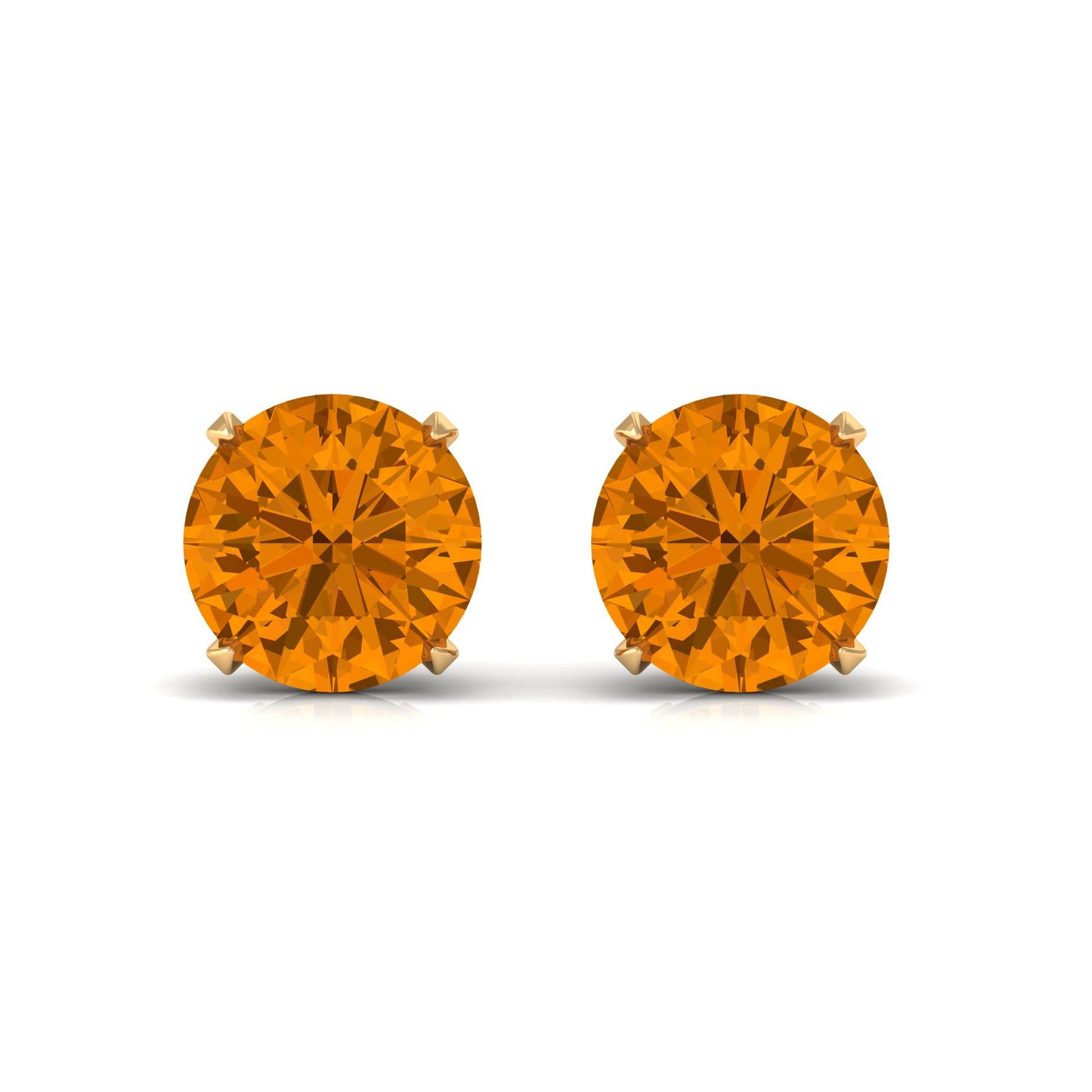 1 CT Round Cut Citrine Solitaire Stud Earrings with Certificate