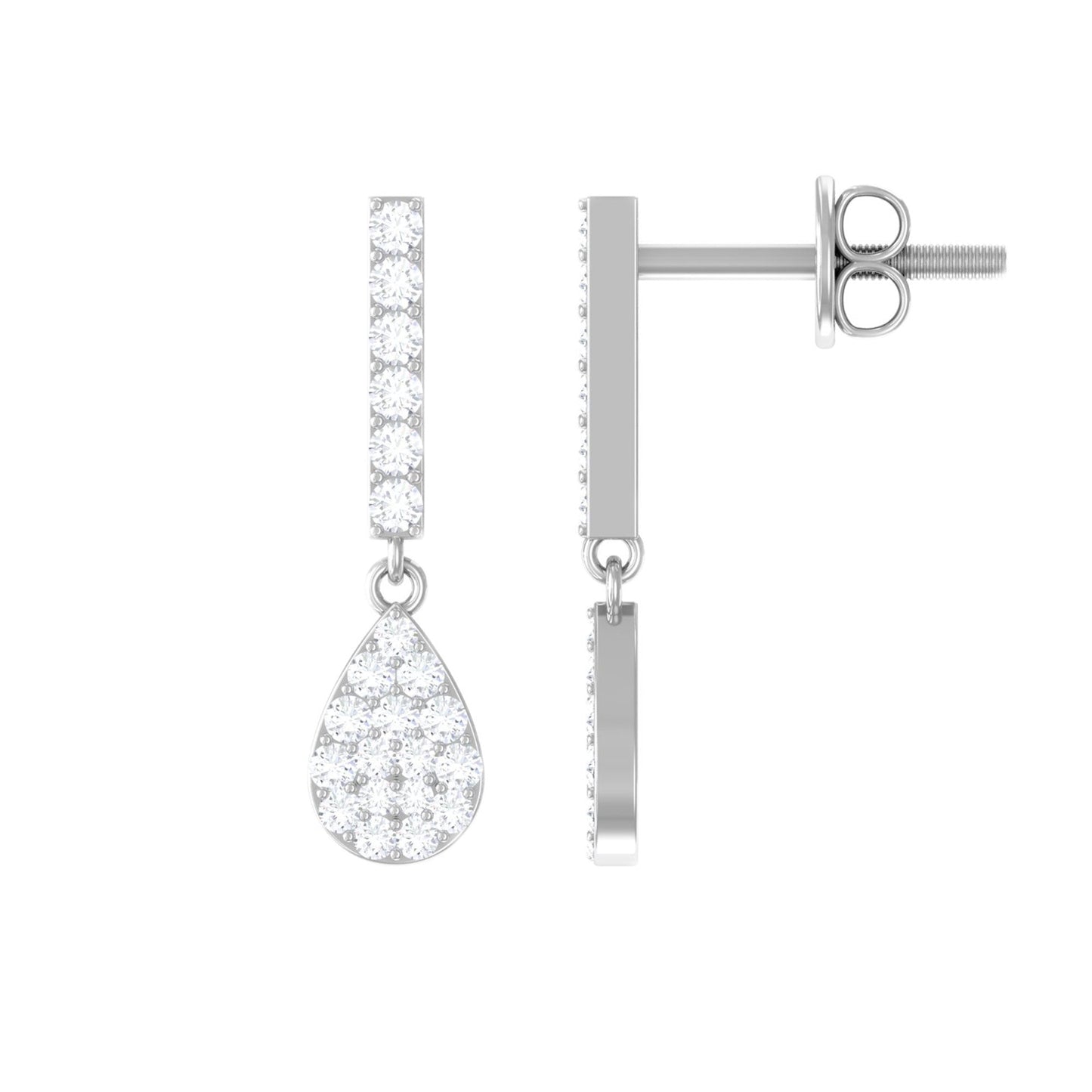 Round Diamond Dangle Drop Earrings