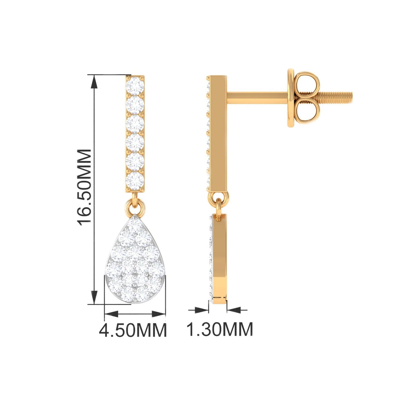 Round Diamond Dangle Drop Earrings