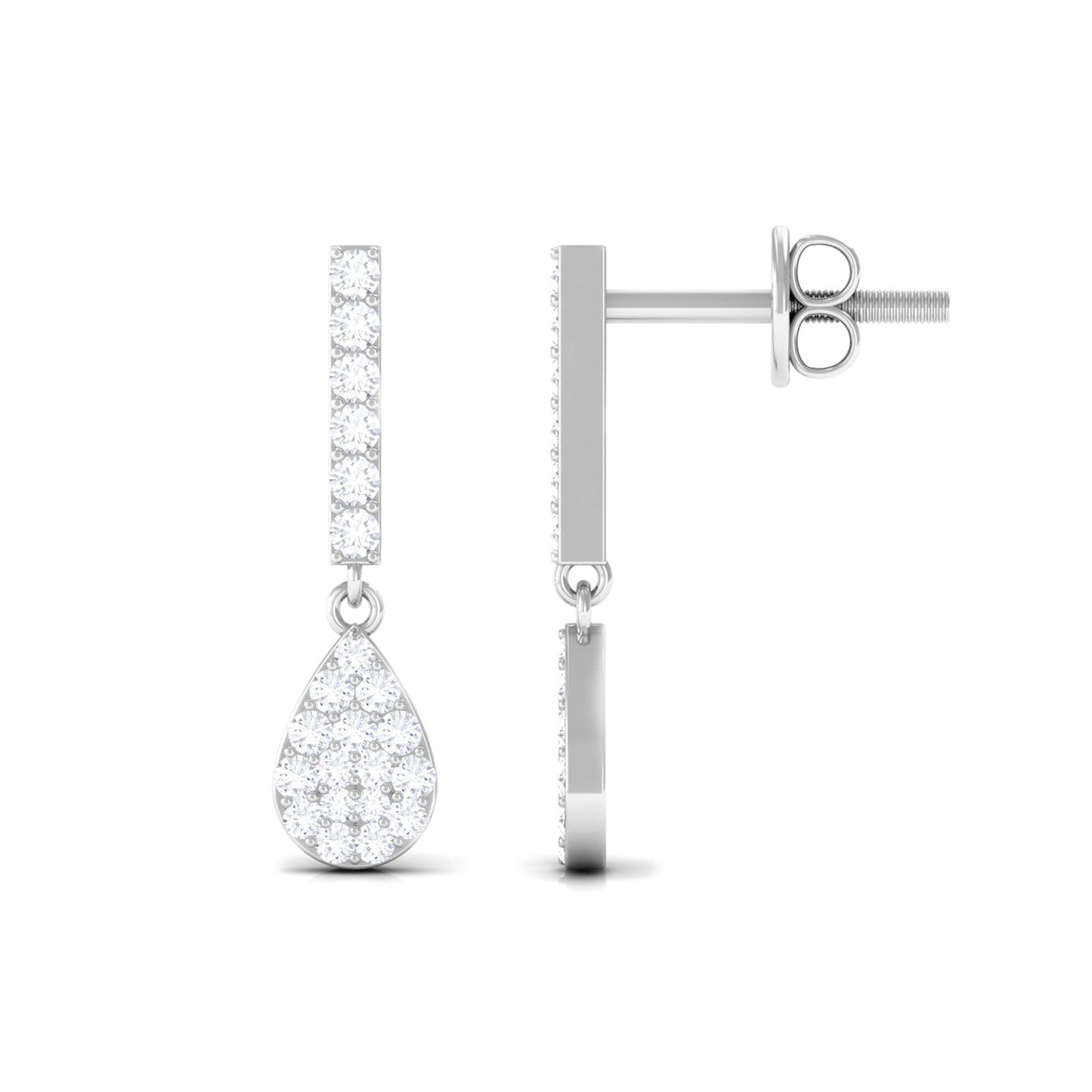 Round Diamond Dangle Drop Earrings