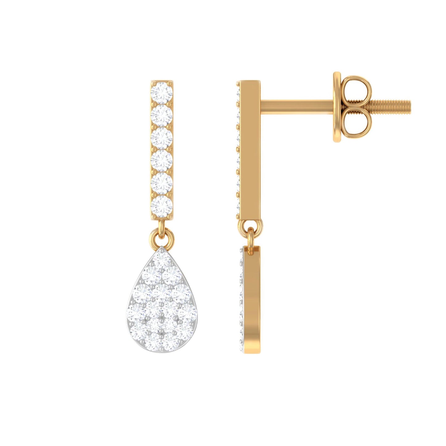 Round Diamond Dangle Drop Earrings