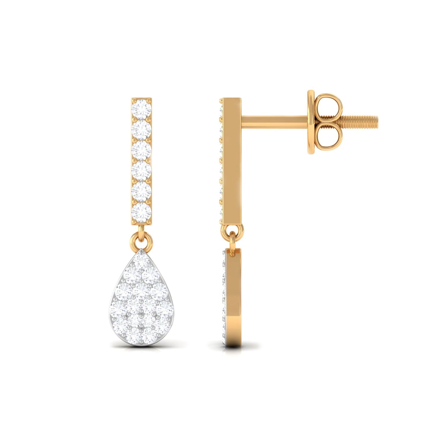 Round Diamond Dangle Drop Earrings