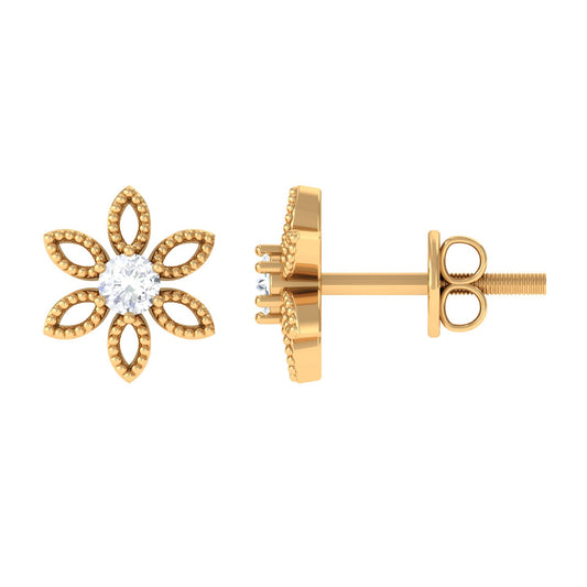 Natural Diamond Flower Stud Earrings with Certificate