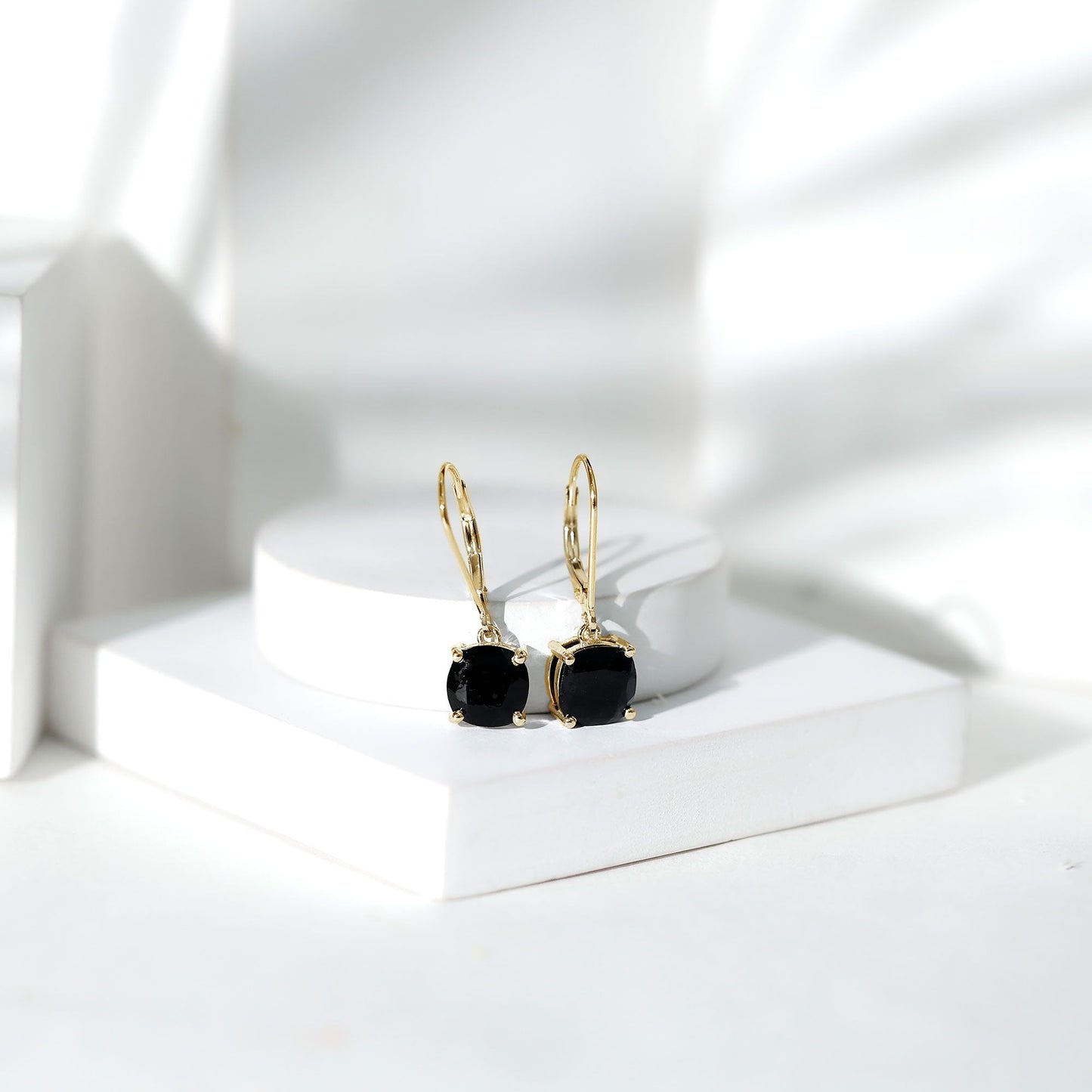 Lab Created Black Diamond Drop Earrings with Lever Back