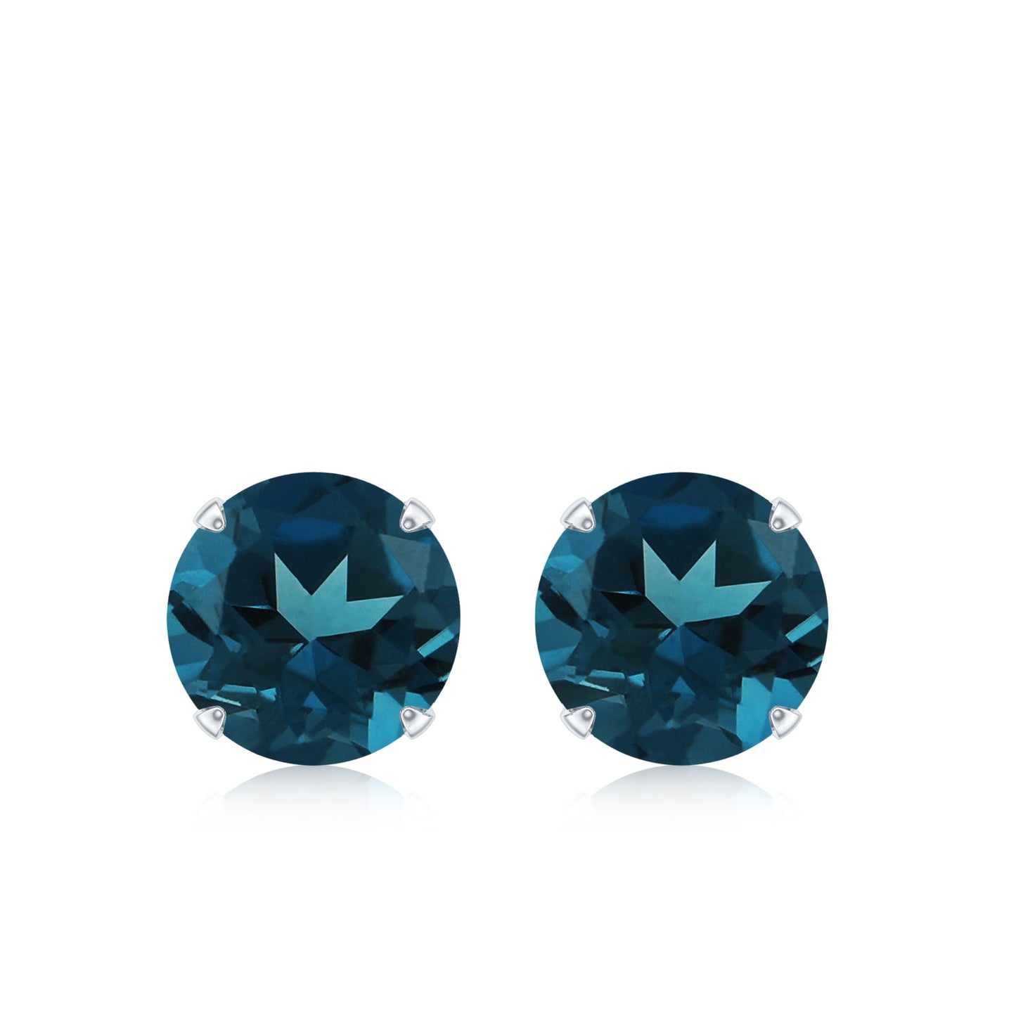 Solitaire 8MM London Blue Topaz Stud Earrings with Screw Backs