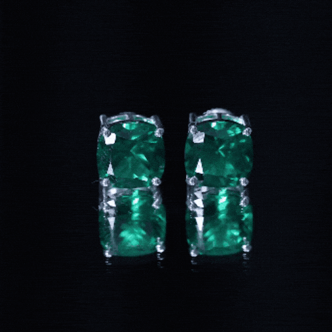 10 MM Cushion Cut Created Emerald Solitaire Stud Earrings