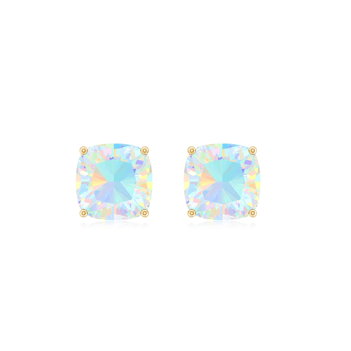 3 Carat Cushion Cut Ethiopian Opal Solitaire Stud Earrings