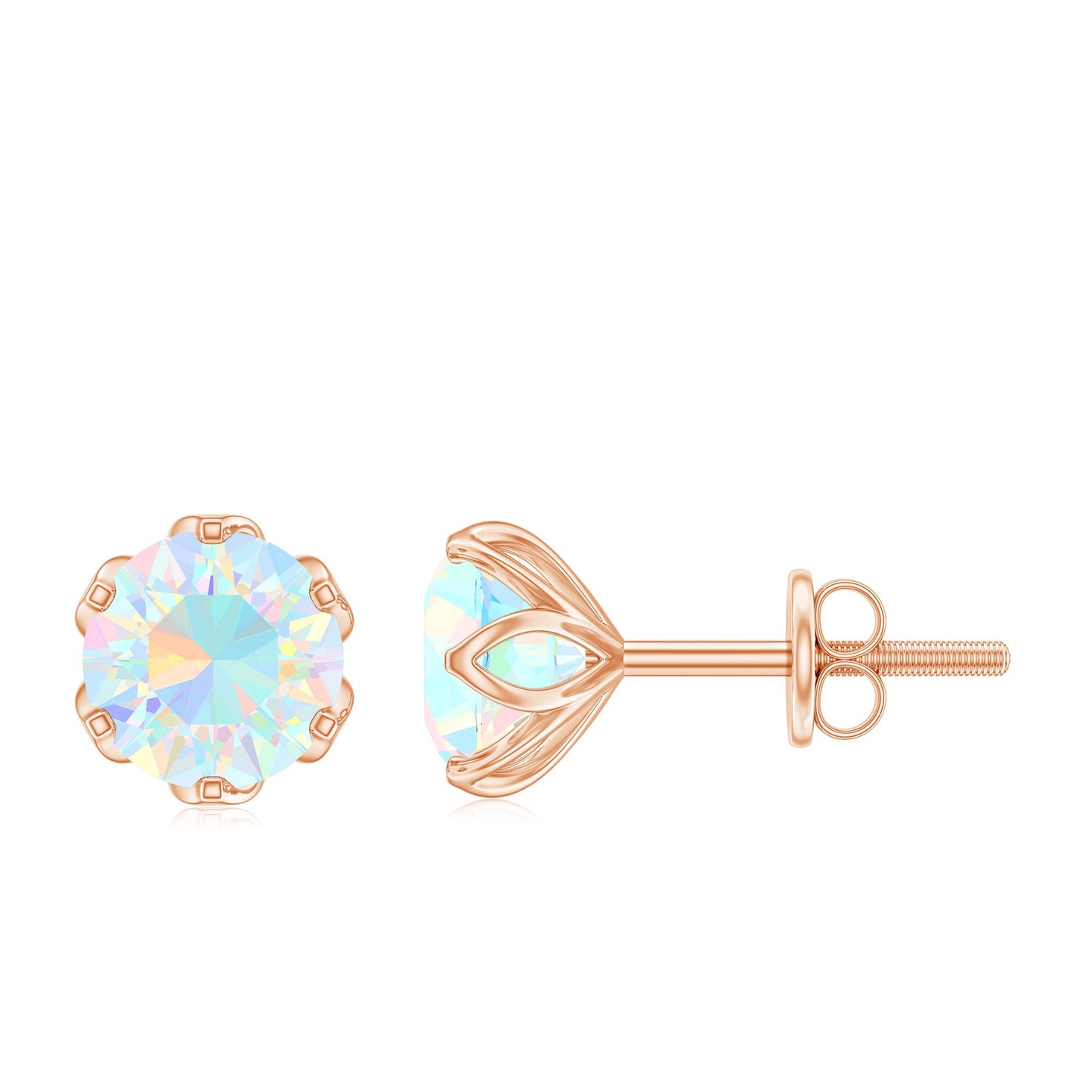 Natural 6mm Opalescent Earrings with Screw Back