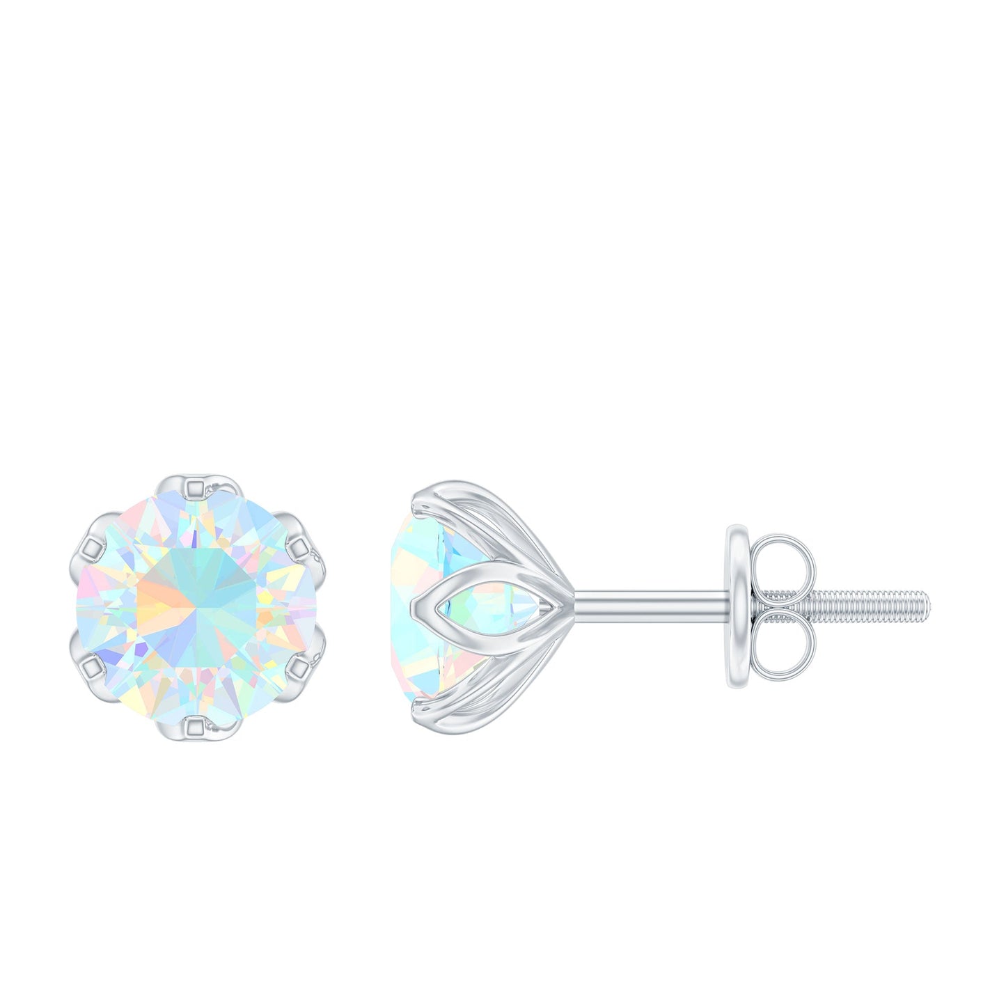 Natural 6mm Opalescent Earrings with Screw Back