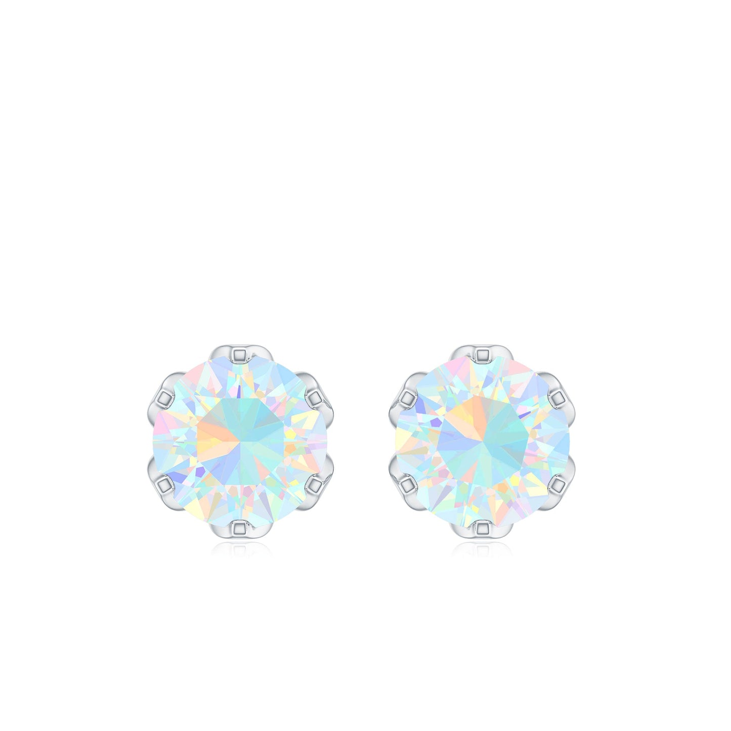 Natural 6mm Opalescent Earrings with Screw Back