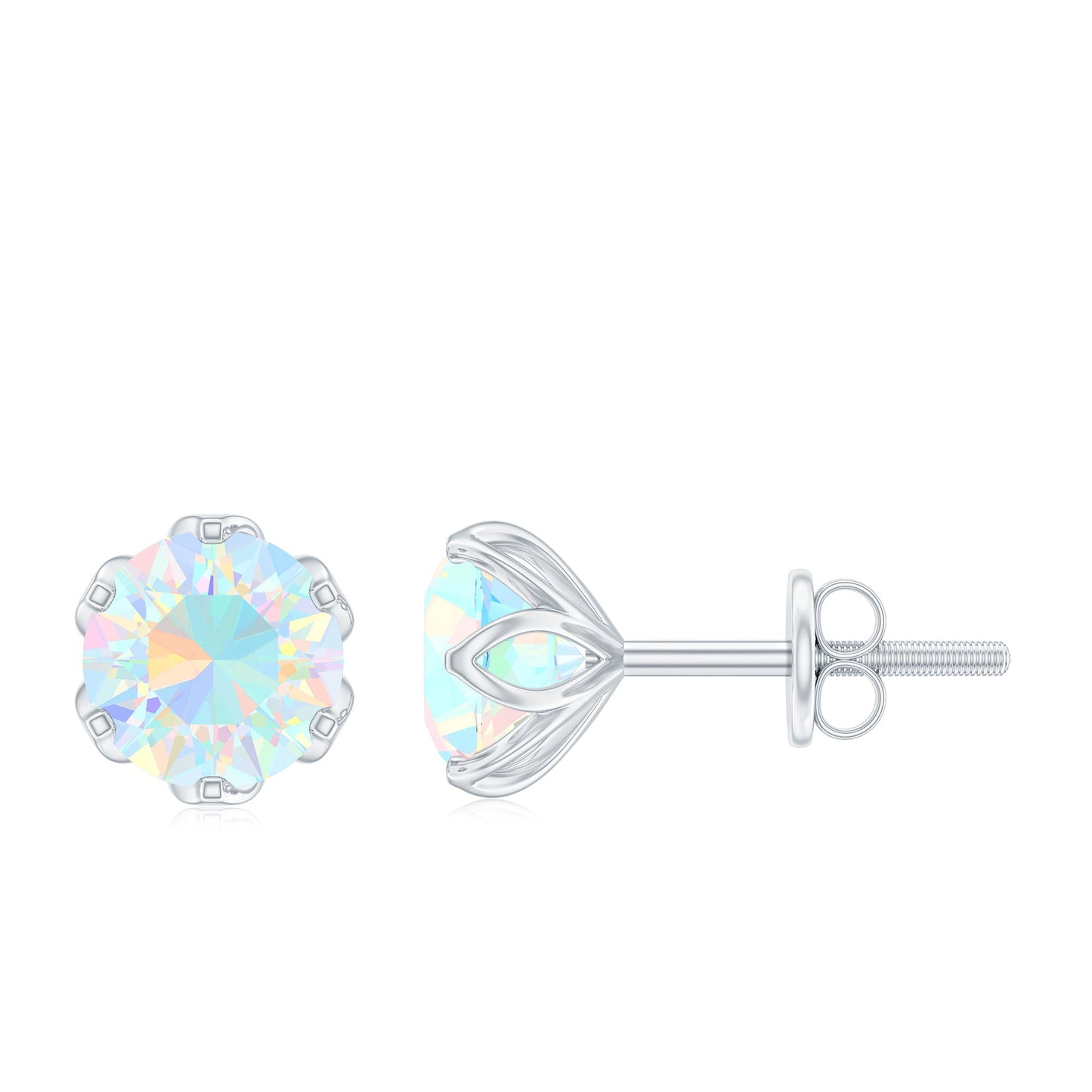 Natural 6mm Opalescent Earrings with Screw Back