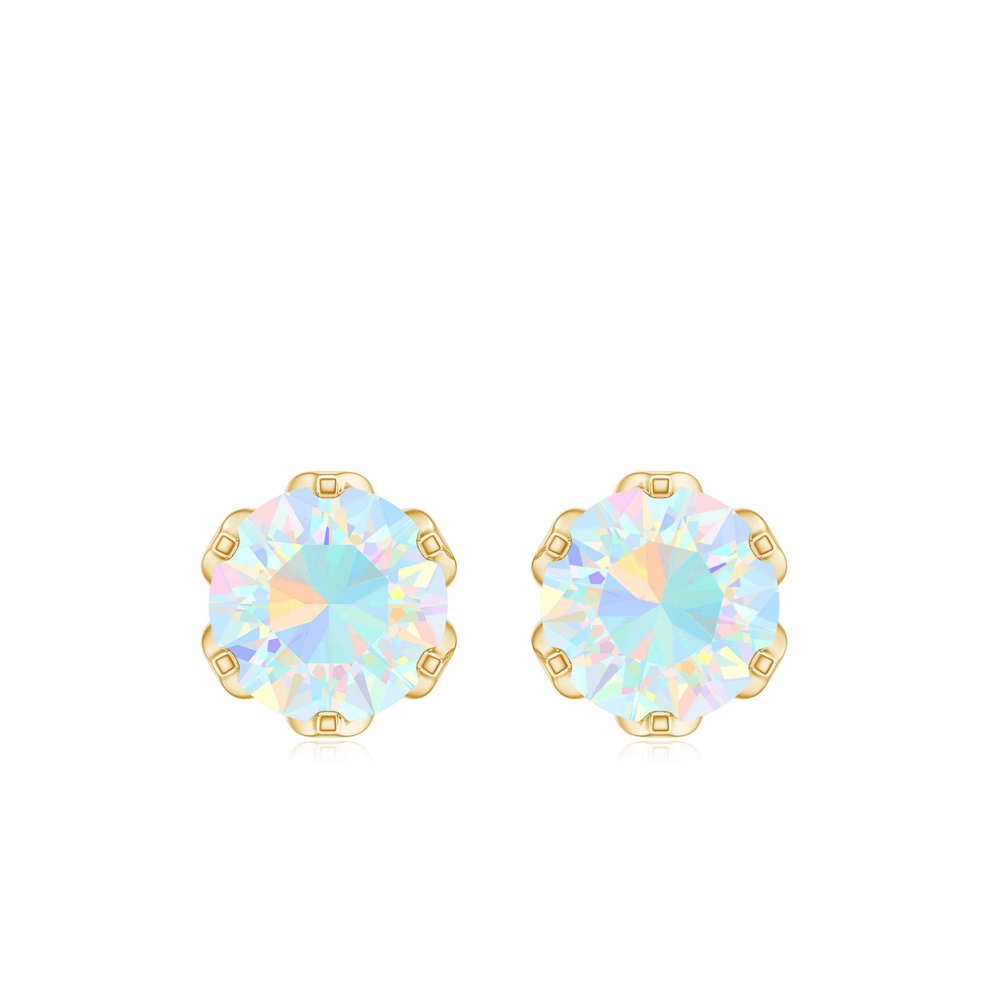 Natural 6mm Opalescent Earrings with Screw Back