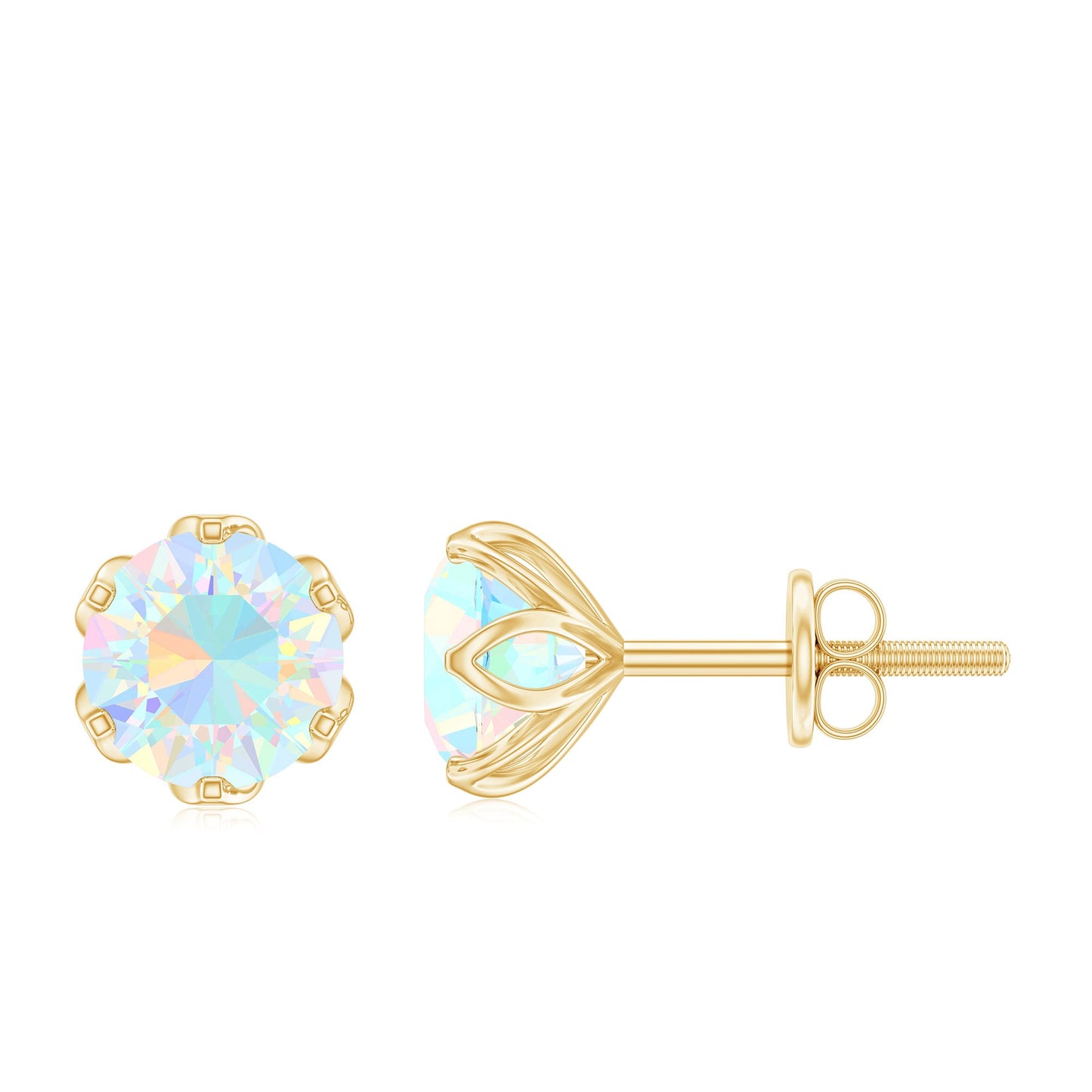 Natural 6mm Opalescent Earrings with Screw Back