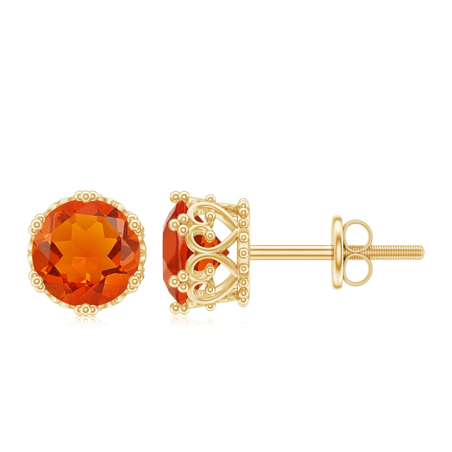 1.5 Carat Fire Opal Solitaire Crown Stud Earrings