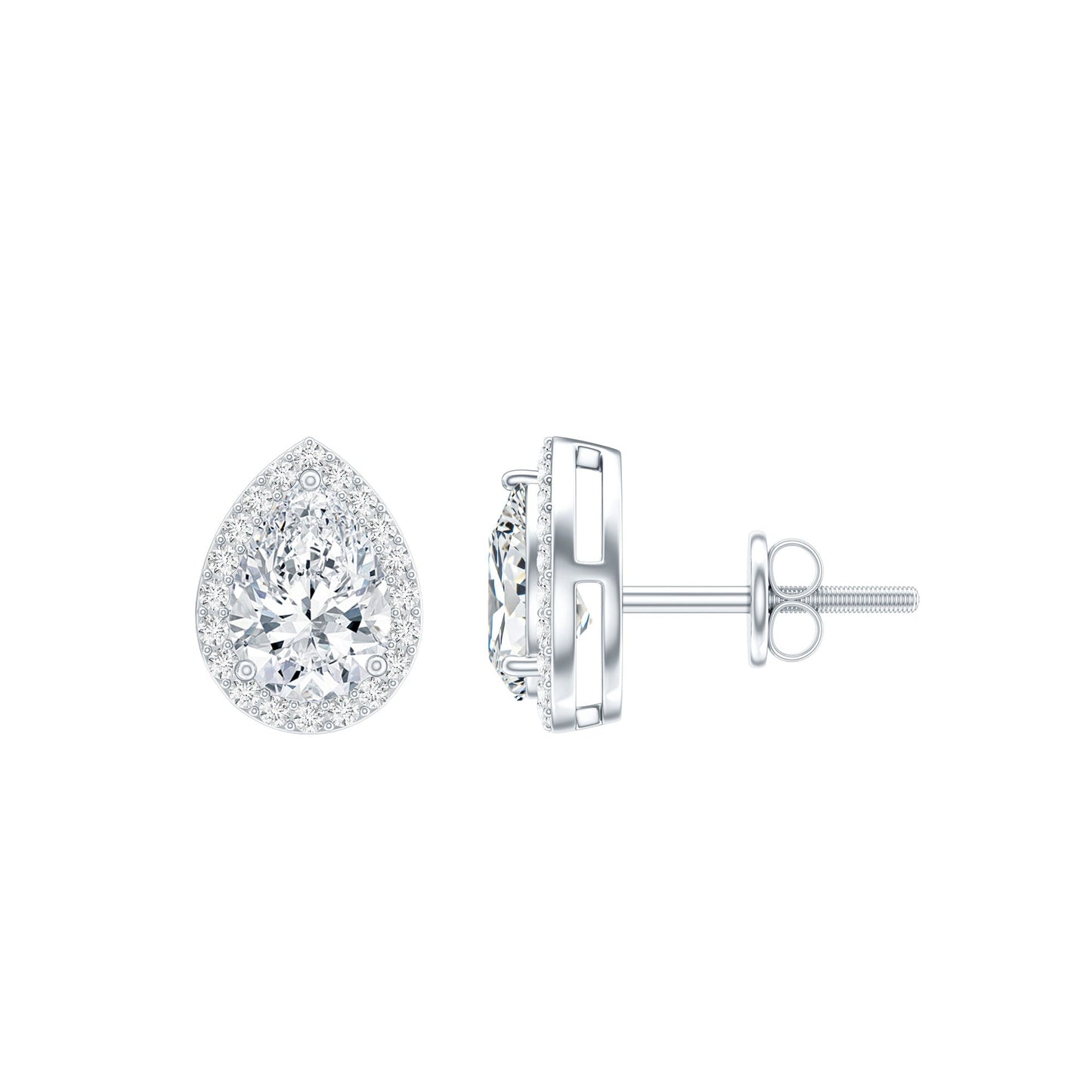 1.75 CT Classic Moissanite Teardrop Stud Earrings with Halo