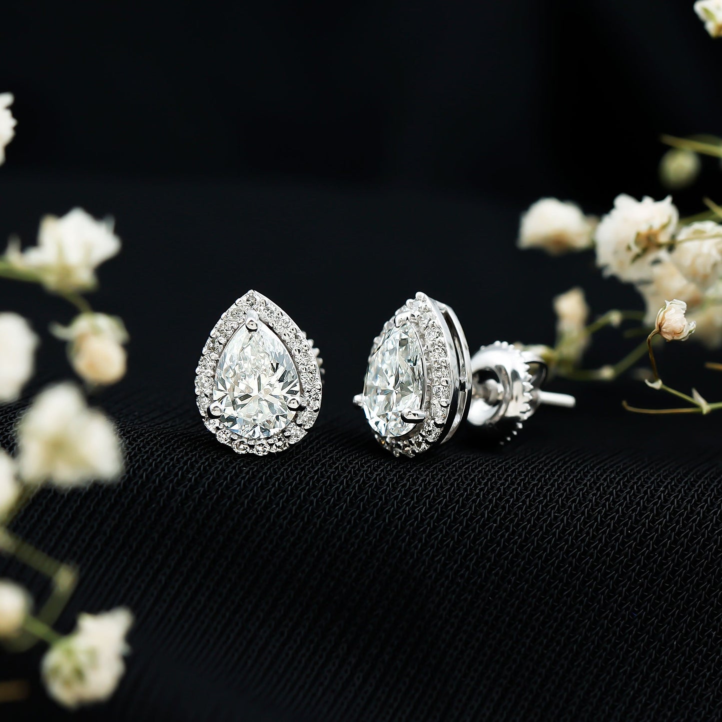 1.75 CT Classic Moissanite Teardrop Stud Earrings with Halo