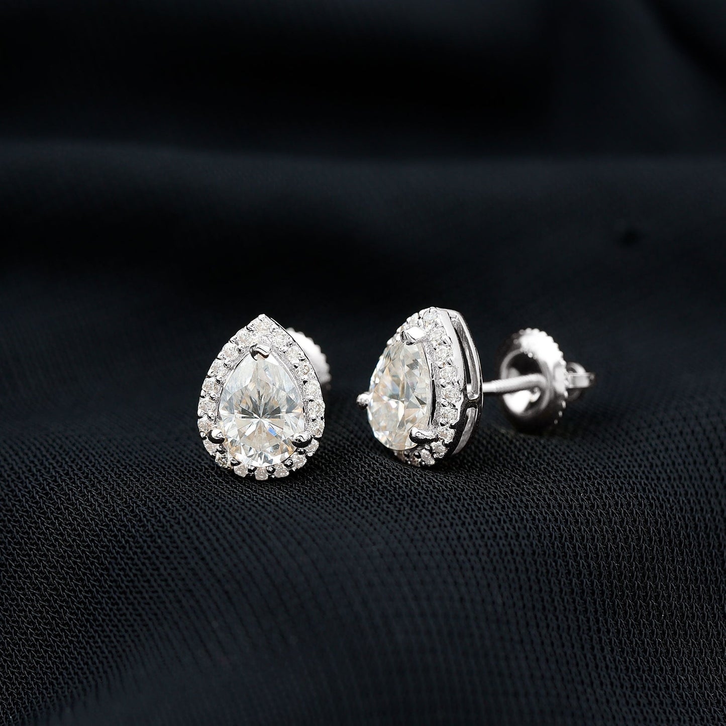 1.75 CT Classic Moissanite Teardrop Stud Earrings with Halo