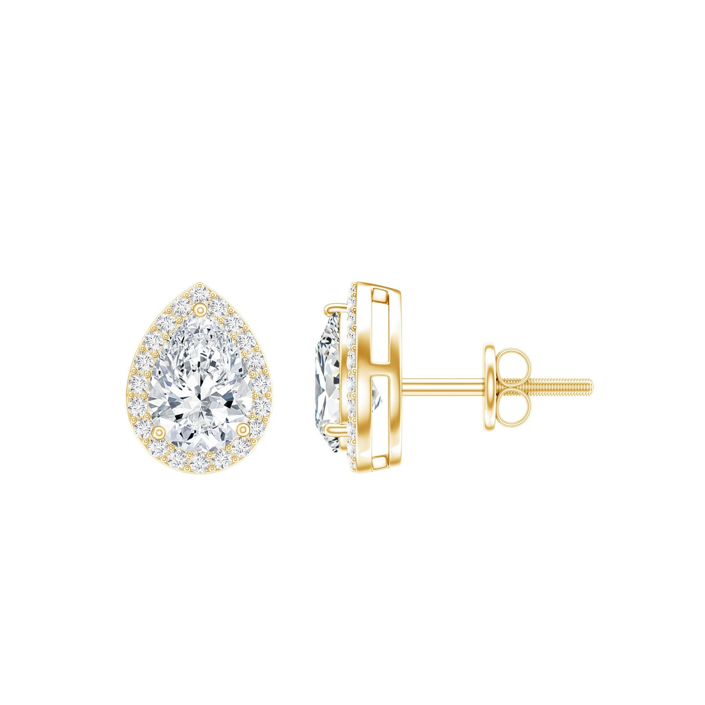 1.75 CT Classic Moissanite Teardrop Stud Earrings with Halo