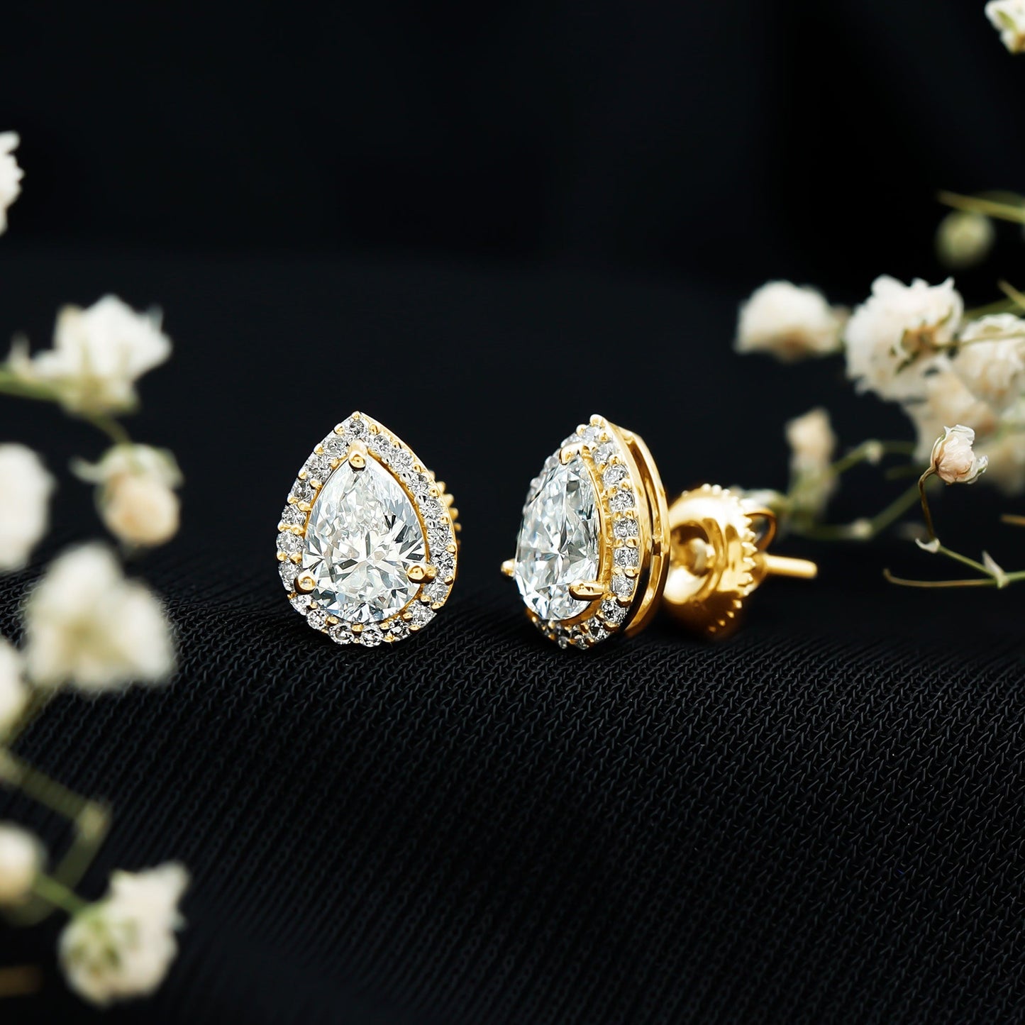 1.75 CT Classic Moissanite Teardrop Stud Earrings with Halo