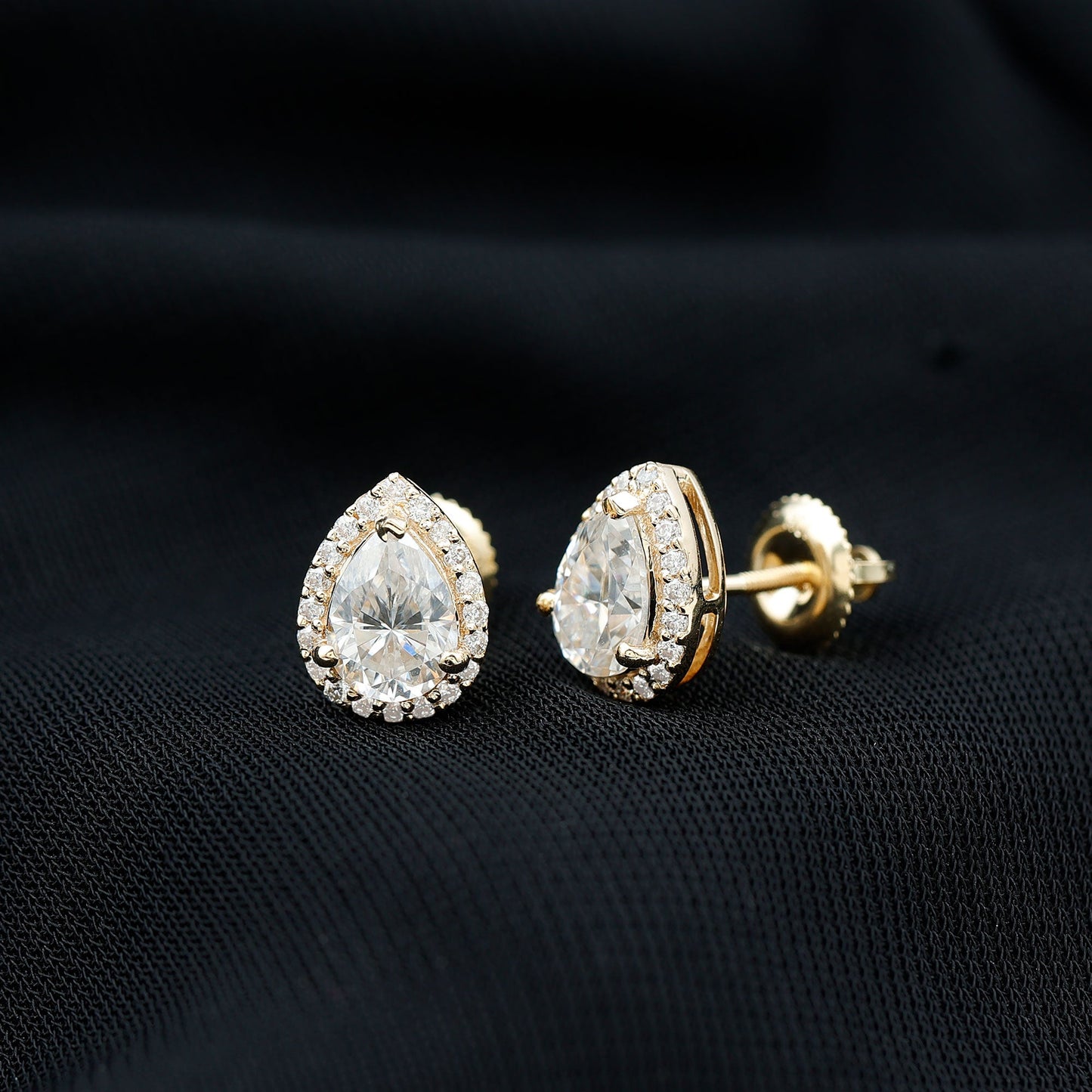 1.75 CT Classic Moissanite Teardrop Stud Earrings with Halo