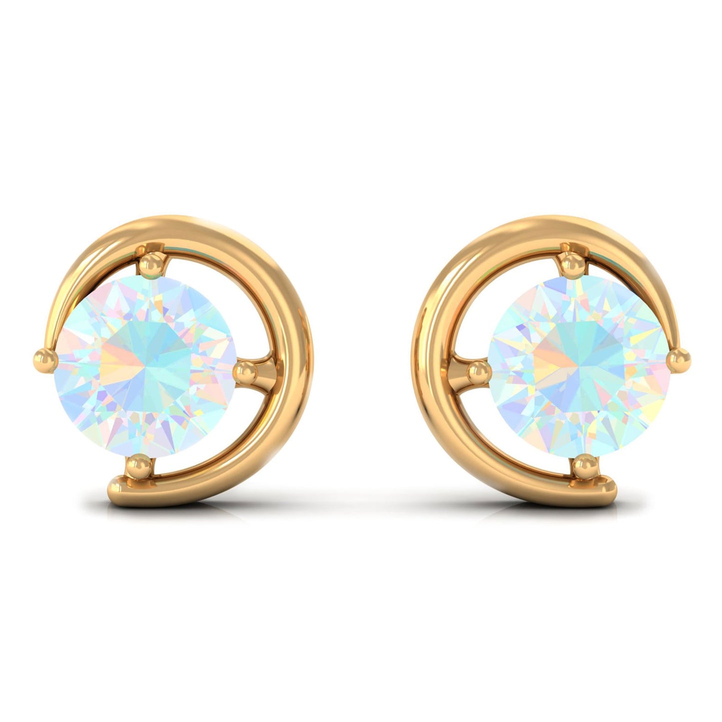 5 MM Prong Set Ethiopian Opal Solitaire Stud Earrings