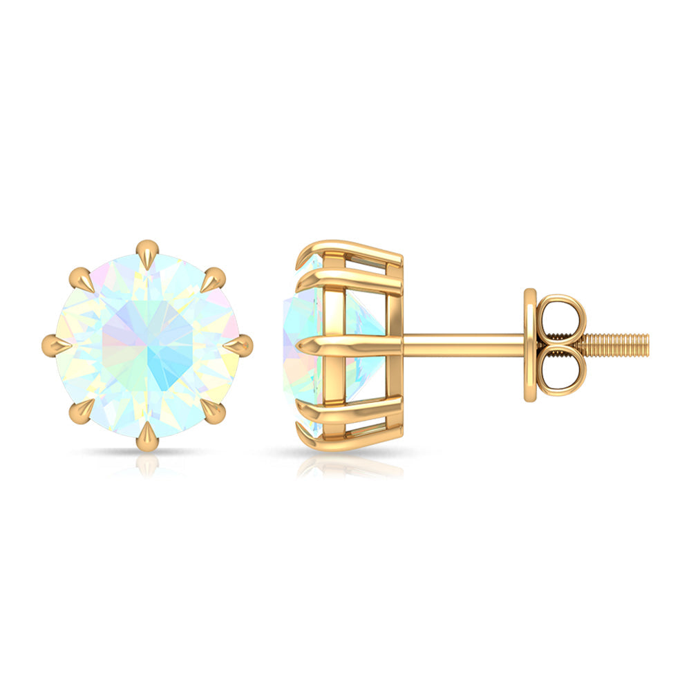 Natural 8mm Rainbow Ethiopian Opal Earrings with Screw Back