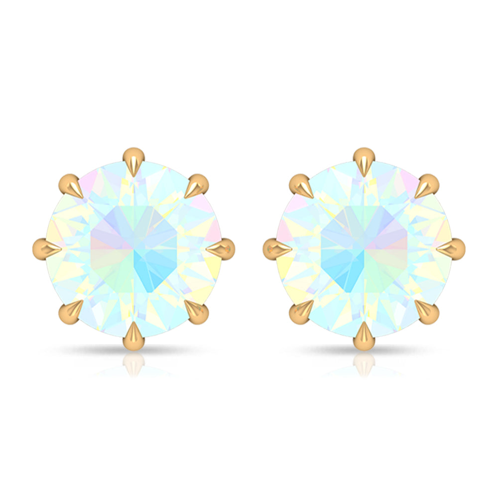 Natural 8mm Rainbow Ethiopian Opal Earrings with Screw Back
