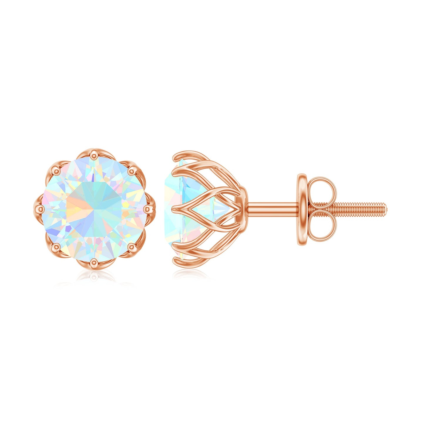6 MM Decorative Ethiopian Opal Solitaire Stud Earrings