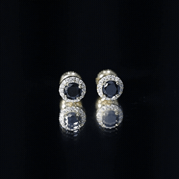 2 CT Created Black Diamond and Moissanite Halo Stud Earrings