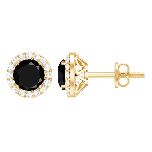 2 CT Created Black Diamond and Moissanite Halo Stud Earrings