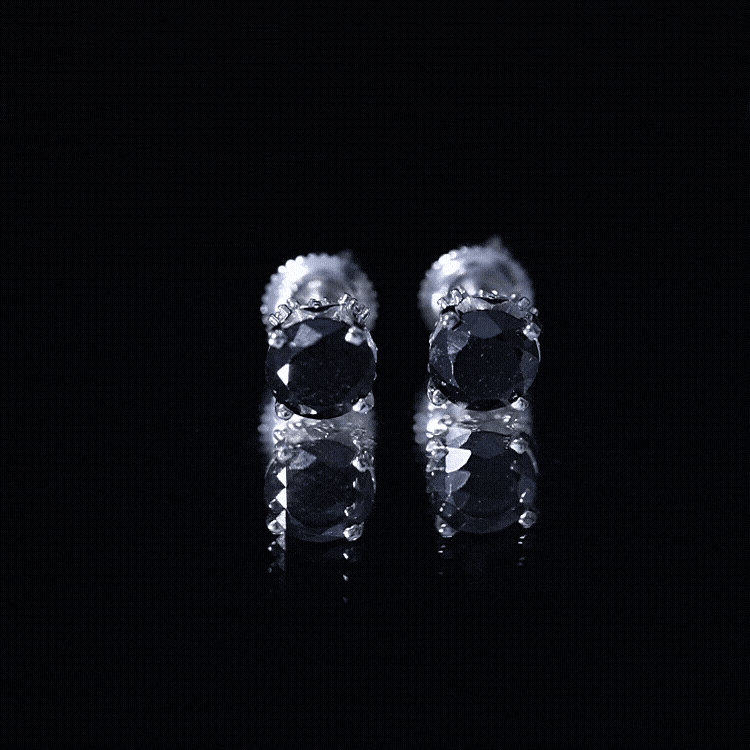3 CT Lab Created Black Diamond Stud Earrings with White Diamond