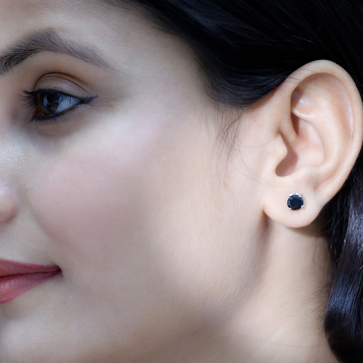 3 CT Lab Created Black Diamond Stud Earrings with White Diamond