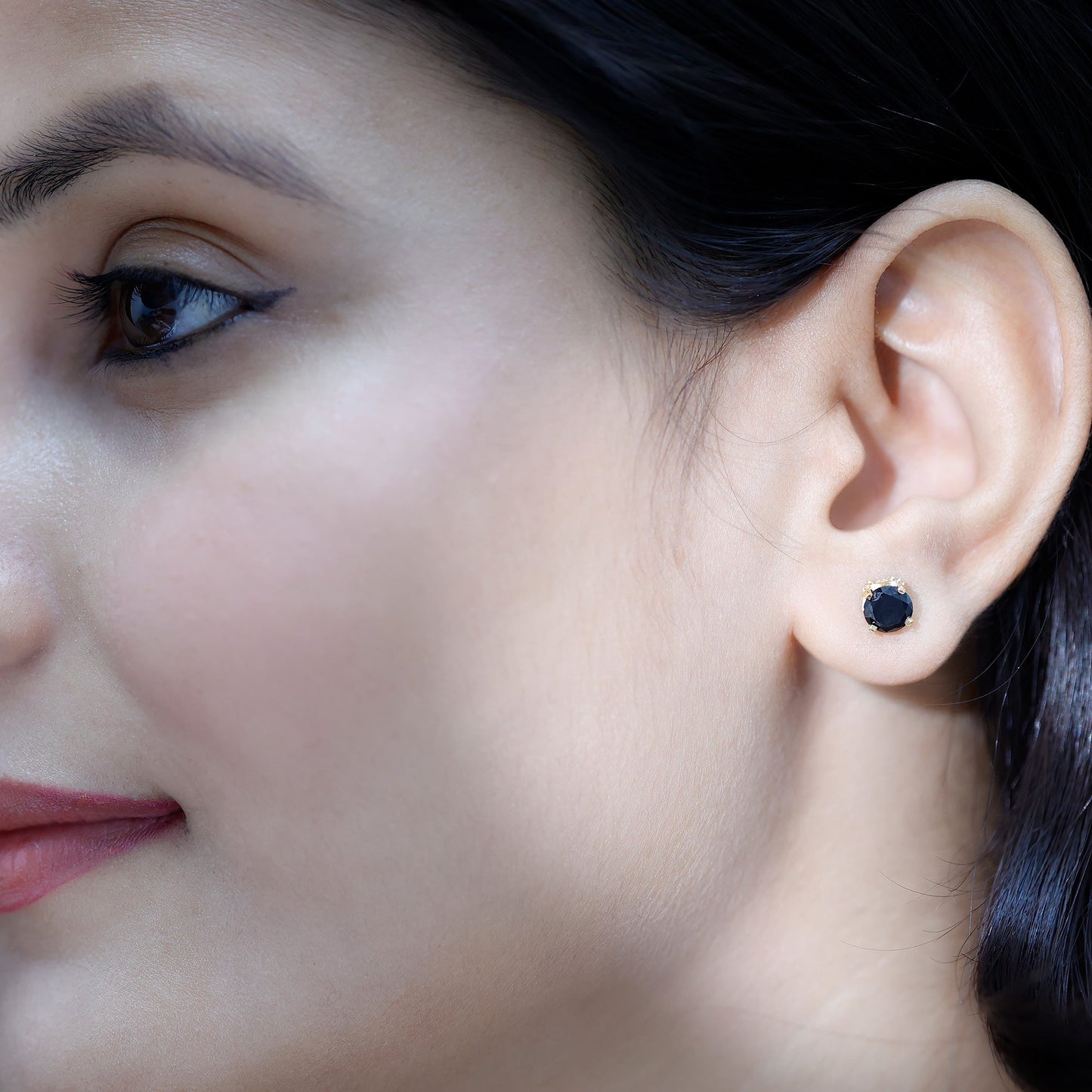 3 CT Lab Created Black Diamond Stud Earrings with White Diamond